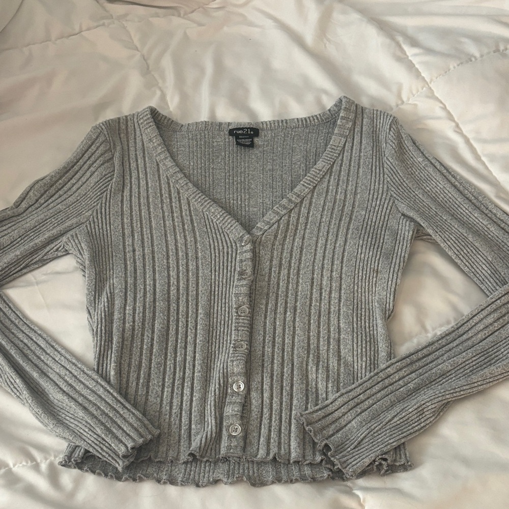 Forever 21 Gray Button-Up Cardigan